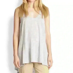 EILEEN FISHER STRIPED LINEN RACE BACK TANK TOP SIZE M